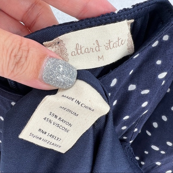 Altar'd State Navy Blue White Polka Dot Diedra Tiered Tie-Shoulder Mini Dress M - Picture 10 of 11